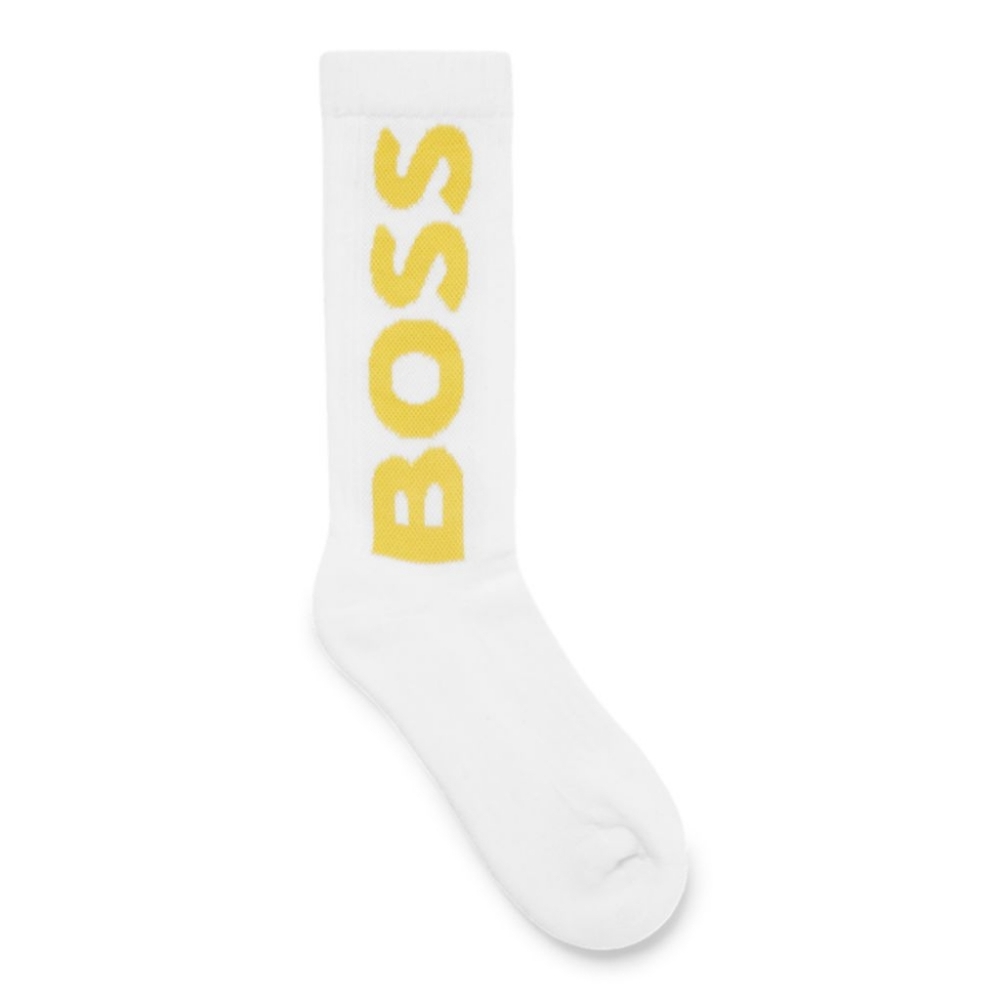 Boss logo socks in cotton blend, Quarter Length, Size: 7-13, White, NWT